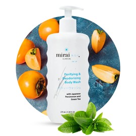 Mirai Clinical Body Wash for Strong Body Odor - Renewing Body Purifying & Deodorizing with Natural Persimmon & Green Tea Extracts - Nonenal® Eliminator for Women & Men (New Regular 9.29 Fl Oz)