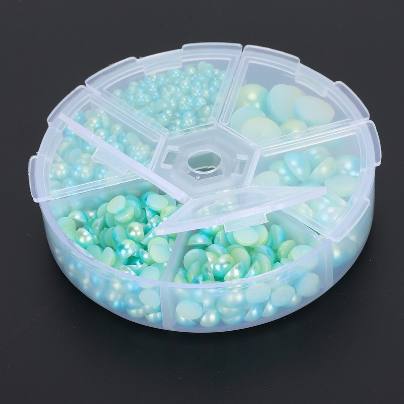 2Boxes Gradient Imitation Pearl Semicircular Nonporous Flat Back Decorative Accessories