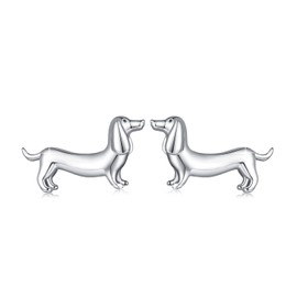 MUNDELL 925 Sterling Silver Cute Dachshund Stud Earrings Puppy Dog Earrings for Women Animal Hypoallergenic Earrings Fine Jewelry
