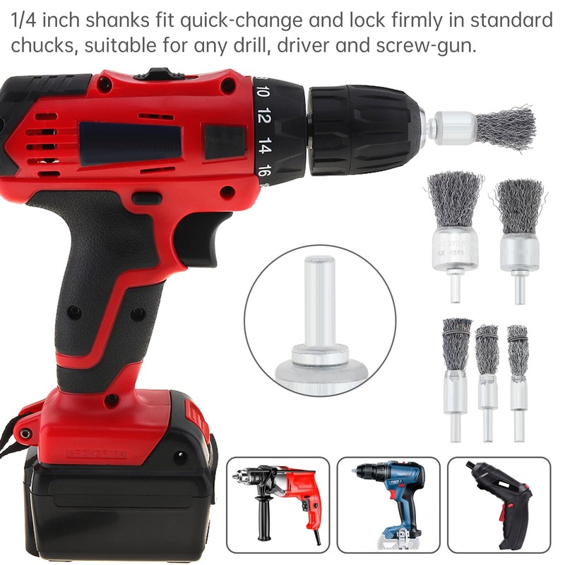 ChgImposs 18 Pack Wire Brush Drill Attachments, 6 Sizes Wire