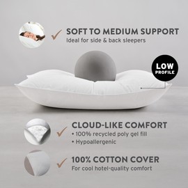 Sobel Westex Sahara Nights Queen Size Bed Pillow | Stomach & Back Sleeper Pillow for Adults | 233TC, 100% Cotton Case, Gel Fiber Fill | Soft, Machine Washable Hotel Quality Pillow for Sleeping | 20X30