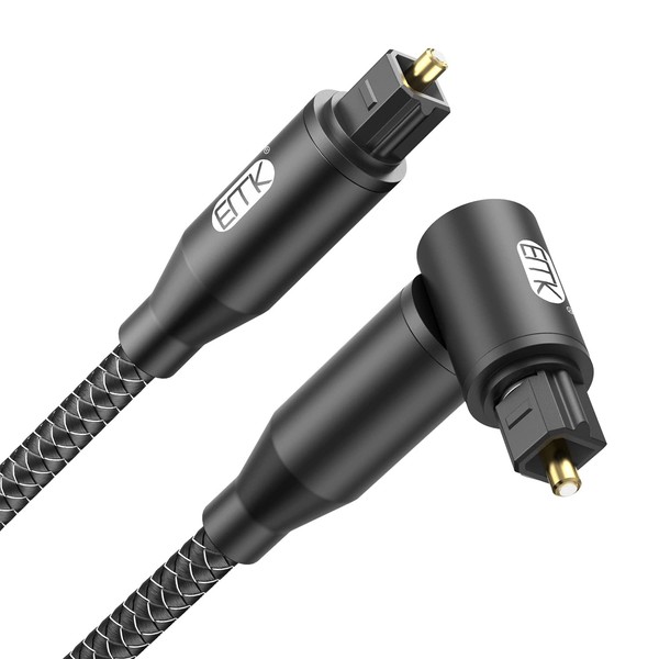 EMK 90 Degree Optical Audio Cable Right Angle Nylon Braided