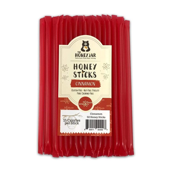 50 Count Honey Sticks (Cinnamon) Flavored with essential oil, no artificial colors, no added sugar, no artificial flavor