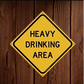 Heavy Drinking Area 12" x 12" Funny Tin Road Sign Man Cave Home Bar Decor
