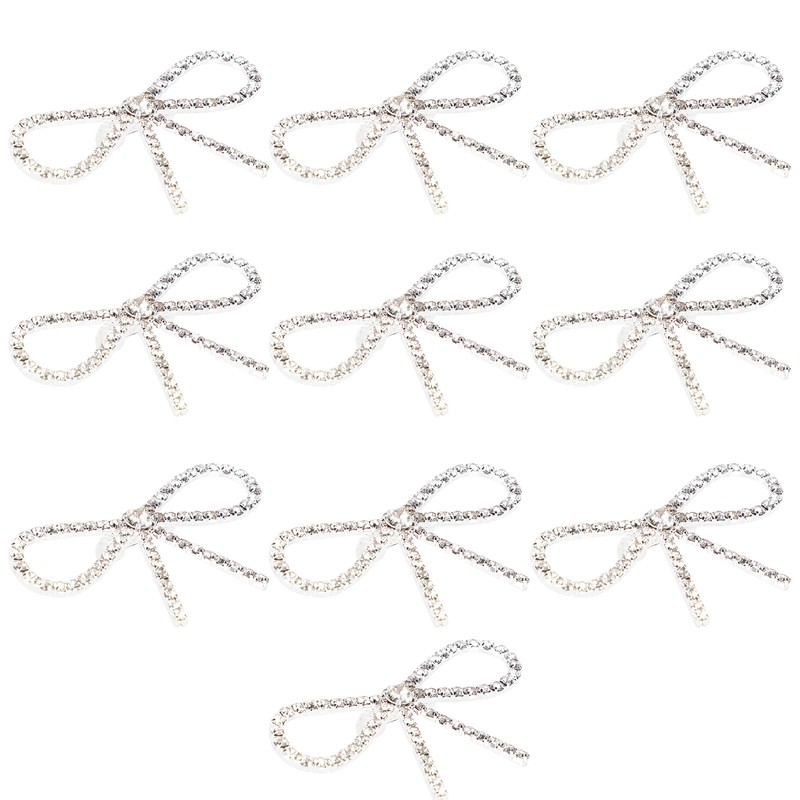 10Pcs Diamond Rhinestone Bow Glass Flash Brooch Claw Chain Suit