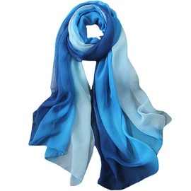 Milya Women's Silk Scarves - Silk Scarf Lightweight Silk Scarf Elegant Scarves Warm Neckerchief Scarf Gift Stole for Women 190 x 70 cm, blue