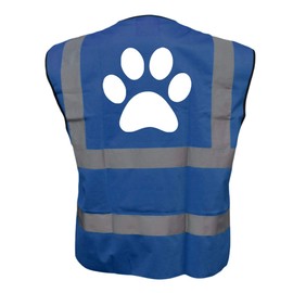 Dog Paw Blue Hi Vis Viz Safety Vest Waistcoat For Humans, Reflective High Visibility Work Wear, Dog Walker, XLarge