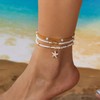 Shell Anklets for Women Waterproof Boho Beaded Anklets Set Adjustable
