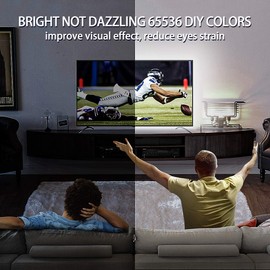 Led Strip Lights Waterproof 11.2ft RGBW TV Led Backlight 65536 DIY Colors Options Led Lights for 55-58inch TV Monitor, 6 Dynamic Color Changing Modes, 5v USB Powered, 30mins Timing Off Ambient Light