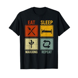 Funny Retro Design For Men Women Eat Sleep Mahjong Repeat T-Shirt