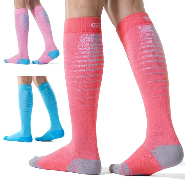 CelerSport 3 Pairs Compression Socks for Men and Women 20-30