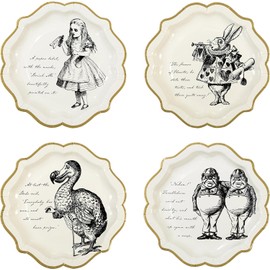 Talking Tables 144 x Alice In Wonderland Themed Disposable Paper Plates, Bulk Pack, Mad Hatter Tea Party Table Decorations Birthday, Baby Shower, Cream Tea, Mother’s Day, Wedding – Size 9’