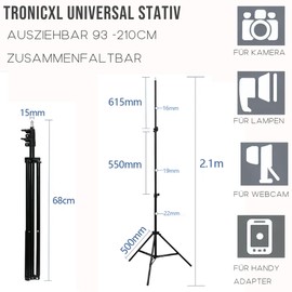 TronicXL 210 cm Tripod Stand for Laser Construction Tripod Levelling Device Tripod 1/4 Inch 3/8 Inch Compatible with Bosch Huepar Tacklife