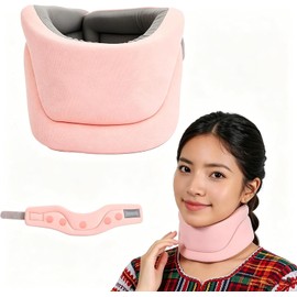 GUIBELL Collarín Cervical de Apoyo Físico Ajustable, Soporte Cervical Transpirable y Cómodo de Nailon para Uso Diario en Oficina y Hogar, Color Rosa, Talla L