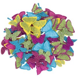 Playside Creations Glitter Butterflies Colorful Foam Sticker Set 72 Pieces,Pink
