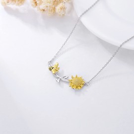 SOULMEET Sunshine Necklace 925 Bumble Bee Sunflower Pendant You Are My Sunshine Necklace Gift for Women Girls, Metal