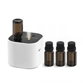 Waterless Essential Oil Diffuser Scent Diffuser with Battery Operated,Cycle Star,3 Mist Modes,Cordless Diffusers for 400 sq.ft Home Bedroom Office Desk,Includes 30ml Oil,White