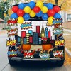 Super Theme Hero Party Photography Backdrop with Hero Card Balloons