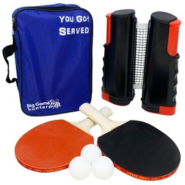 Big Game Hunters Table Tennis Set | Expanding Retractable Premium Net, Bats, Balls in Oxford Cloth Bag | All-in-One Kit | Fits Any Table | Great Gift & Indoor/Outdoor Game