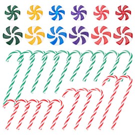 NBEADS 80 Pcs Mini Christmas Candy Cane Decorations, Christmas Theme Artificial Lollipop Christmas Tree Hanging Ornaments DIY Decorations Accessories for Xmas Home Indoor Outdoor Party Decoration