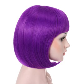 Onedor 10" Short Straight Hair Flapper Cosplay Costume Bob Wig (T2411 - Purple)