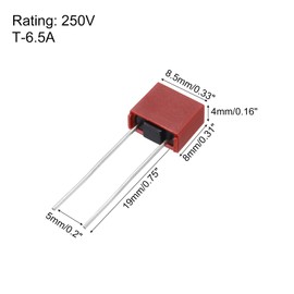 uxcell 25Pcs DIP Mounted Miniature Square Slow Blow Micro Fuse for Electronic Parts PCB LCD Repair, T6.3A 6.3A 250V, Red