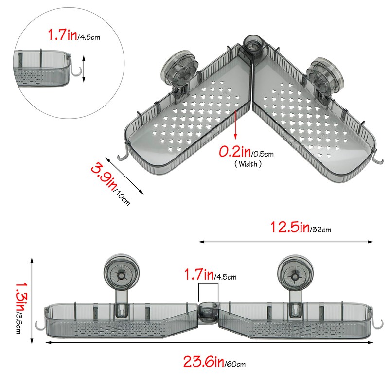 DODAMOUR Suction Corner Shower Caddy, No Drill Wall Mounted Bathroom