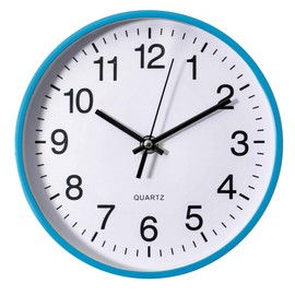 Clockswise Blue 8-in Analog Clock Silent, Non-Ticking for Wall, Office Desk, Table and Shelf - Battery-Operated Perfect for Home Office, Farmhouse Kitchen Decor, Bathroom, School and Bedroom Decor