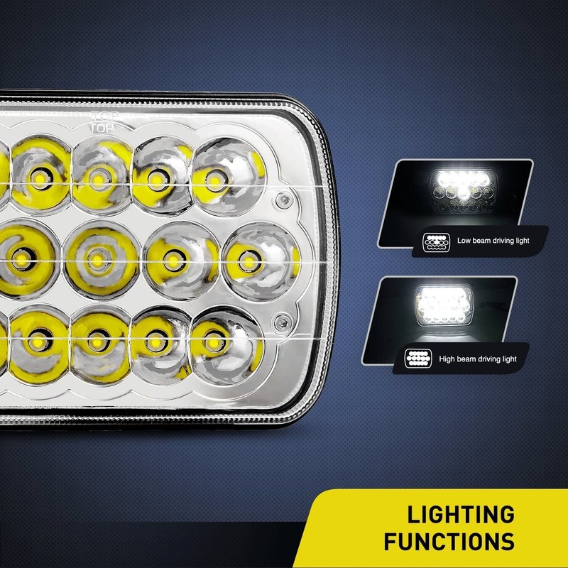 Nilight - 20015H LED Headlights 2Pcs 45w 7x6 5x7 Rectangular