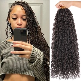 ZRQ 9 Packs Senegalese Twist Crochet Hair Boho Island Twist Crochet Hair 18 Inch Pre Looped Synthetic Braiding Hair with Curly Ends for Black Women 4#