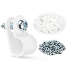 GOOACC 1/4 Inch Rope Light P-Style Mounting Clips with Pan Head Phillips Stainless Steel Screws for Wire Management (100 Pack Clips and 100Pcs Screws)