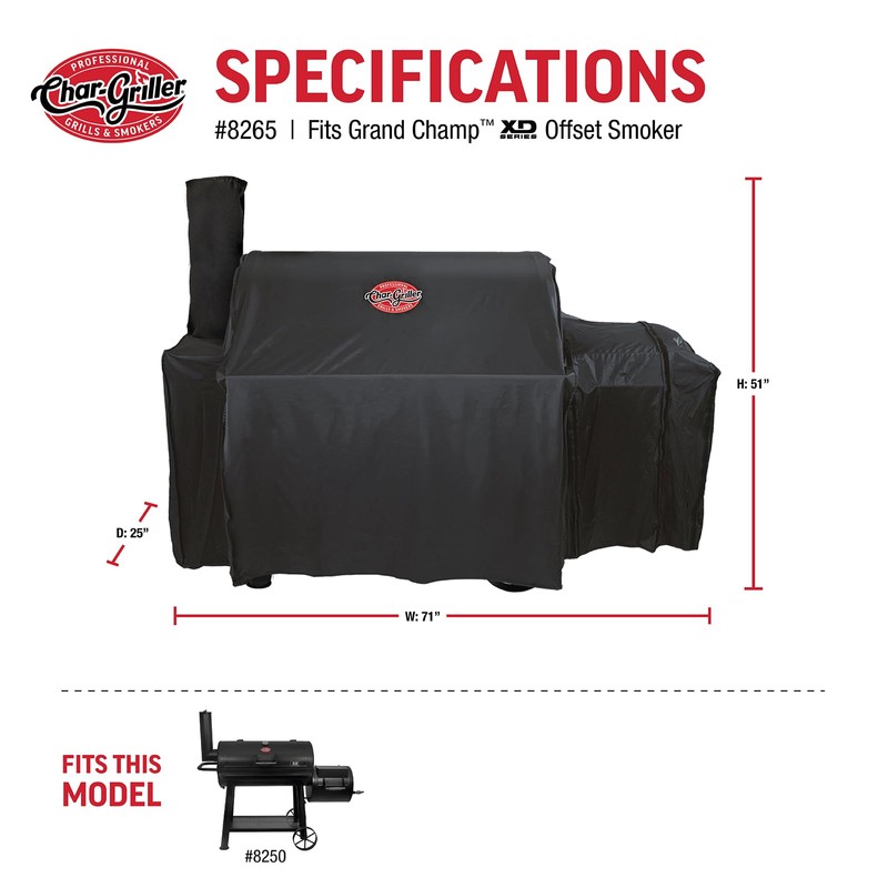 Char-Griller® Grand Champ™ Grill Cover, Shields and Protects from Moisture,