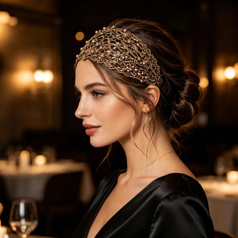 Women's Hair Band with Flower Hole Pattern, Thin Headband for