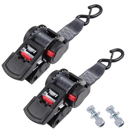 Ayaport Retractable Ratchet Straps 2 inch x 6ft Boat Transom Tie Down Straps to Trailer - 3300lbs Break Strength, Heavy Duty Bolt-on Trailer Straps for Boat, Jet Ski, Motorcycles, ATV