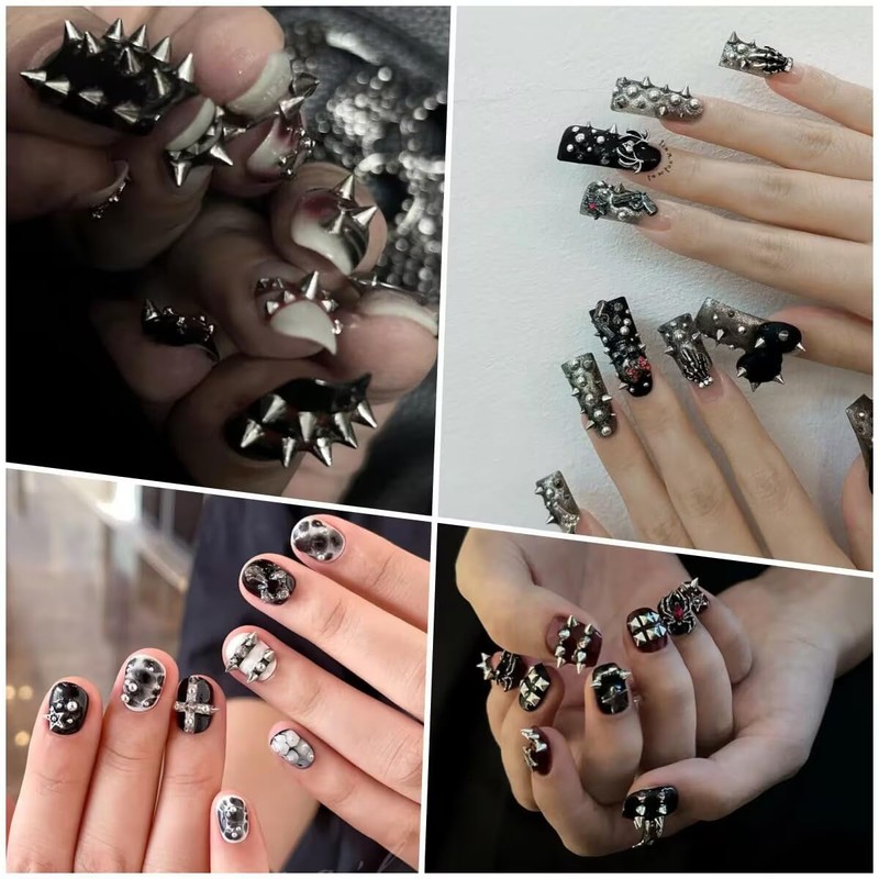 NAIL ANGEL Nail Studs Set, Punk Cone Square Studs Accessories,