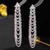 Chargances Boho Rhinestone Tassel Long Earrings for Women Sparkling Crystal