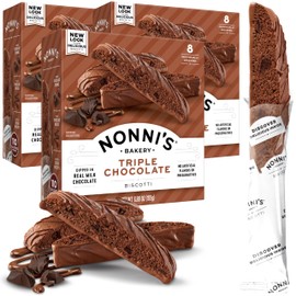 Nonni's Triple Chocolate Biscotti Italian Cookies - 3 Boxes Triple Chocolate Italian Biscotti Cookies w/Dark Chocolate - Biscotti Individually Wrapped Cookies - Kosher Chocolate Coffee Cookie 6.88 oz