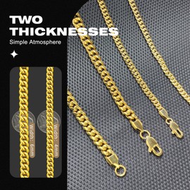 Evegfts Gold Chain for Men, Diamond Cut Miami Cuban Link Chain Necklace for Men Women 4MM Mens Chain Super Sturdy Men Necklaces 20 Inch