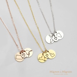 Best Friend Necklace Long Distance Friendship Gifts Women Two State Necklace Jewelry Mother Daughter Relationship -CN-LDS