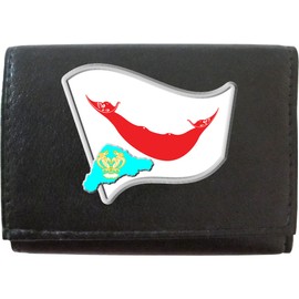 Klassek Rapa NUI Flag Easter Island Map and Coat of Arms COA on Brand Men Leather Wallet Keyring Key Rack with Zip Pocket and Metal Gift Box