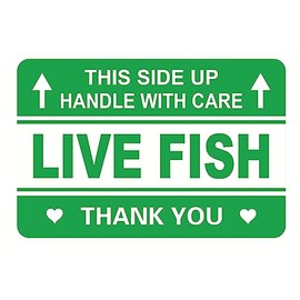 Live Fish Sticker,2x3 inch 200pcs Live Fish shippping Sticker