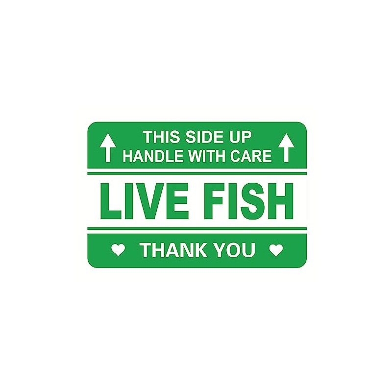 Live Fish Sticker,2x3 inch 200pcs Live Fish shippping Sticker