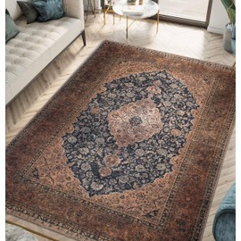 Keen Home Design 6x9 Rug - Machine Washable Area Rug with Non-Slip Backing, Ideal for Living Room, Dining Room, Bedroom - Vintage, Easy Clean, Durable, Low Pile Rug - (6' x 9')
