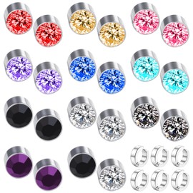 11 Pairs Of Magnetic Earrings, 6 Ear Clips, Round Head Earrings, Rhinestone Earrings, Jewelry Earrings, Women'S Accessories