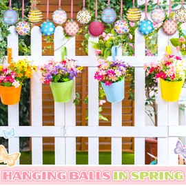 Zeyune 16 Pcs Spring Ornaments for Small Tree 1.97'' Spring Floral Ball Tree Hanging Decorations Daisy Ball Ornaments for Holiday Party Supplies Home