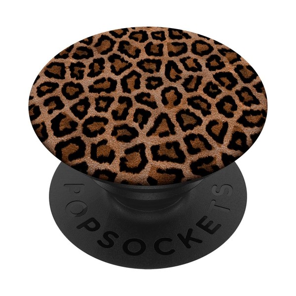 Cell Phone Button Holder Pop Out Knob Brown Leopard Print