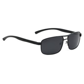 ROYAL SON Trendy Rectangle Dark Black Polarized Sunglasses Men UV Protection