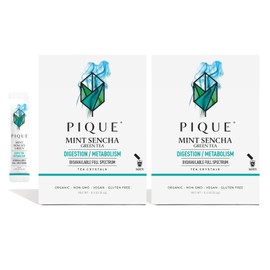 Pique Organic Mint Green Tea Crystals - Support Healthy Digestion, Immunity and Energy. Caffeinated Green Tea with Spearmint - 28 Single Serve Sticks - 28 Single Serve Sticks (Pack of 2)