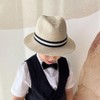Myizim Sombrero de paja Fedora para niños, sombrero de playa