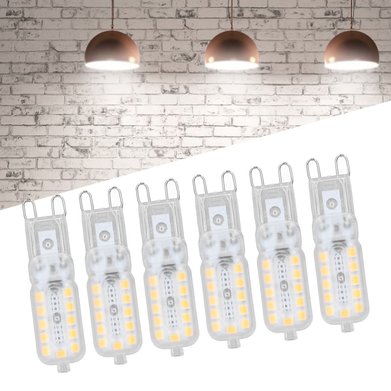 6pcs G9 LED Bulb 5W Transparent Cover 22LED Dimmable G9